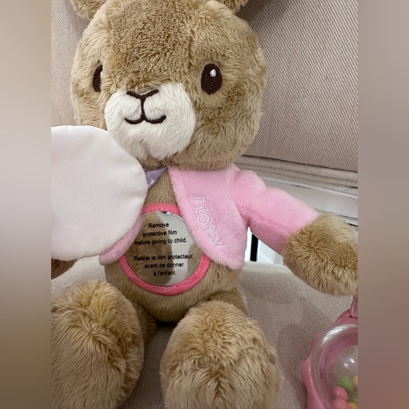 NWT Peter Rabbit Pink Flopsy Plush Lovey Activity Toy Rattle Teether Mirror - Picture 5 of 9
